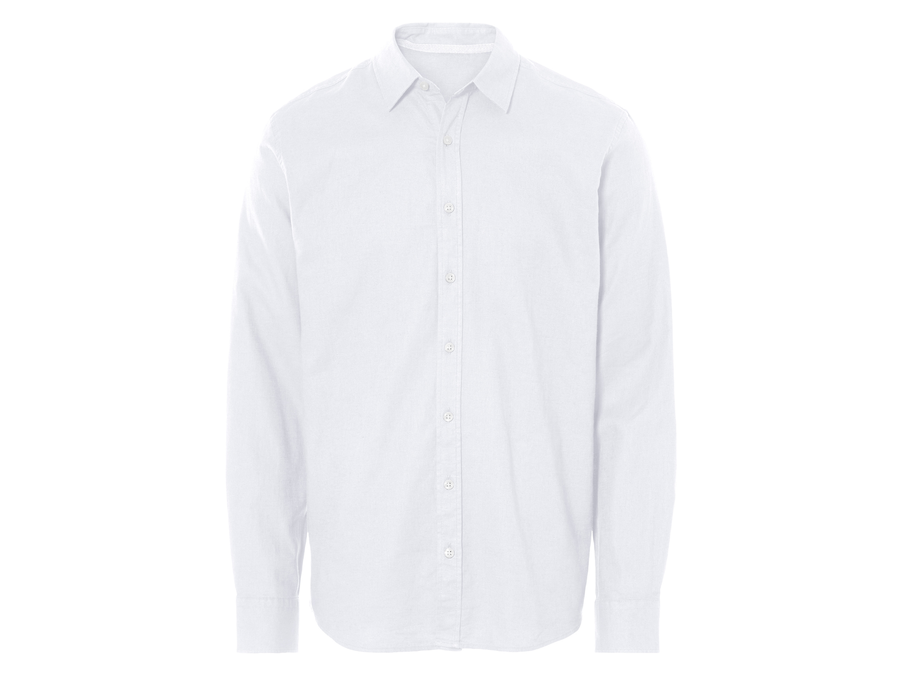 Livergy Koszula męska z lnem i bawełną Biały, M 39/40