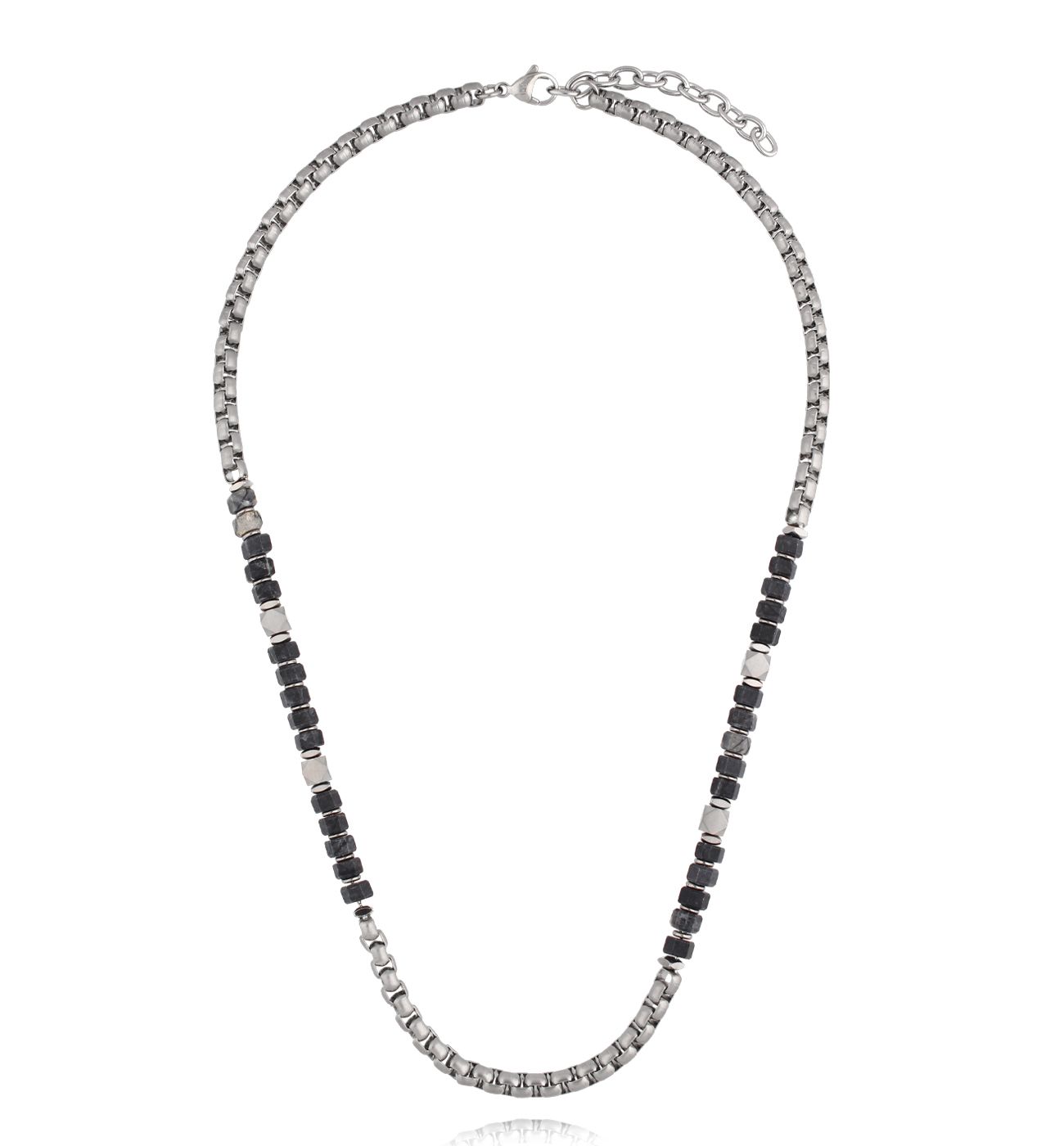 Naszyjnik stalowy w odcieniach srebra i szarości - By Dziubeka