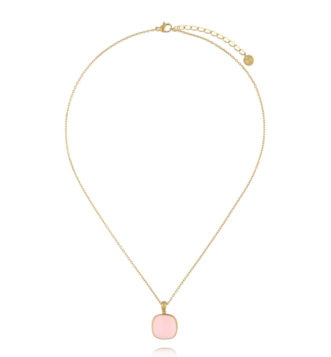 Naszyjnik z różową zawieszką w złotej oprawie NSY0637