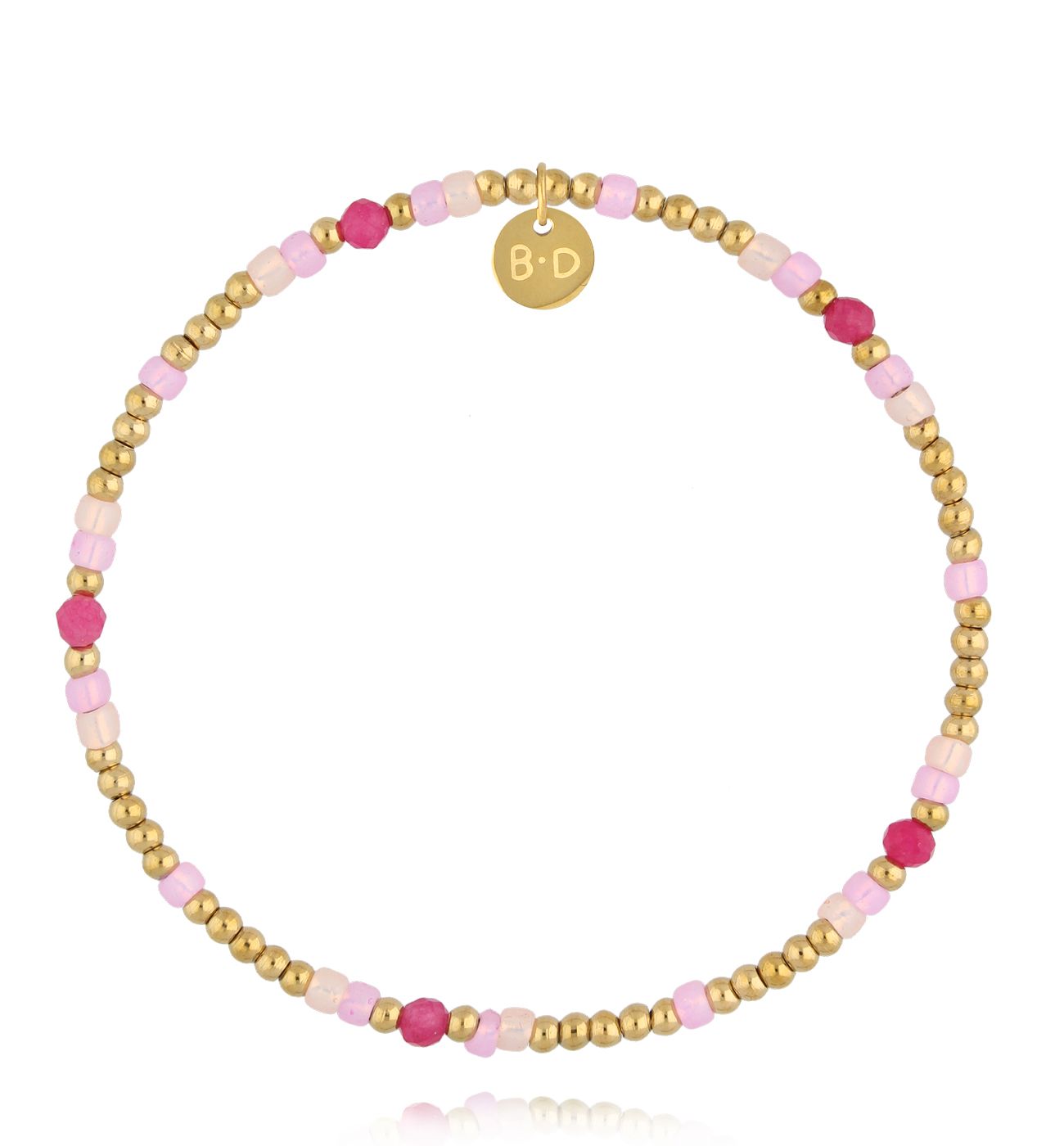 Bransoletka złota z fuksjowymi cyrkoniami - By Dziubeka