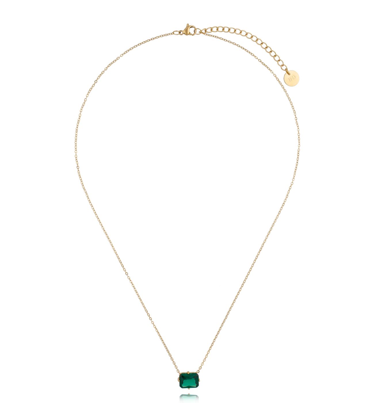 Naszyjnik złoty z zielonym kryształkiem Merlin - By Dziubeka
