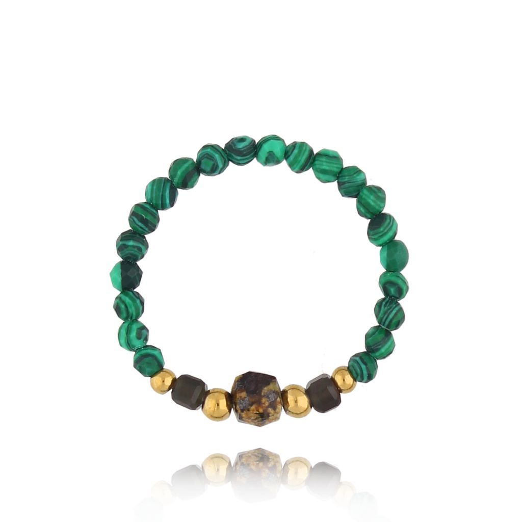 Pierścionek z malachitami Celaya PSC0462 - By Dziubeka