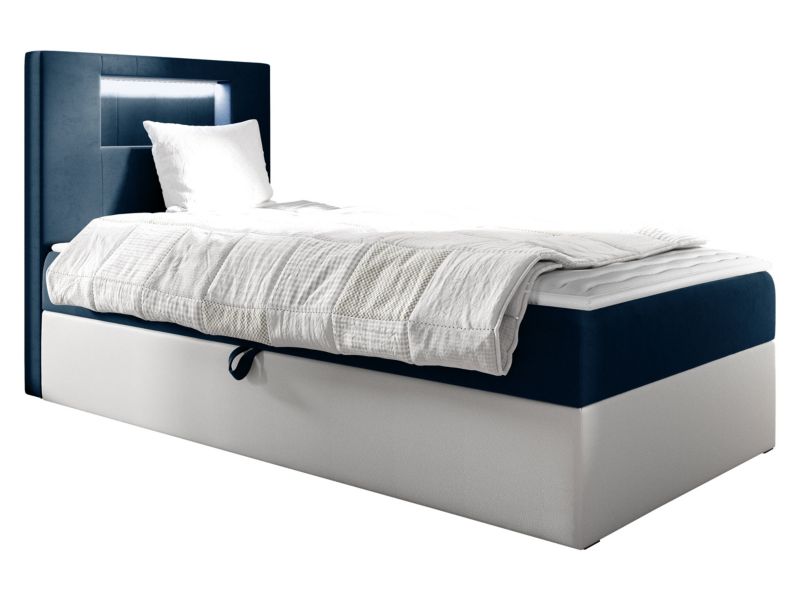 Łóżko kontynentalne MIRJAN 24 Gold Junior 1 100x200, Strona: Lewa biała ekoskóra/granatowy 1 szt.