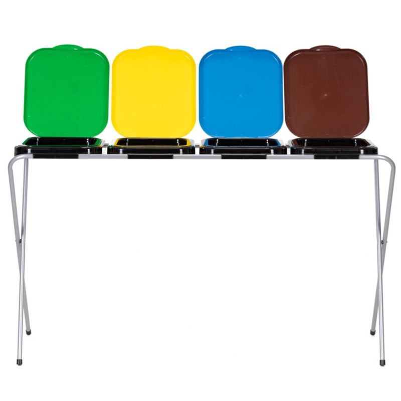 Stojak na worki do segregacji odpadów Springos kosz 4 komory z pokrywami 1 szt.