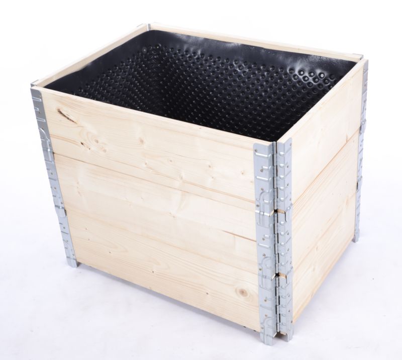 Skrzynia na warzywa MODO24 60x60x80 cm naturalne drewno 1 szt. z folią kubełkową 1 szt.