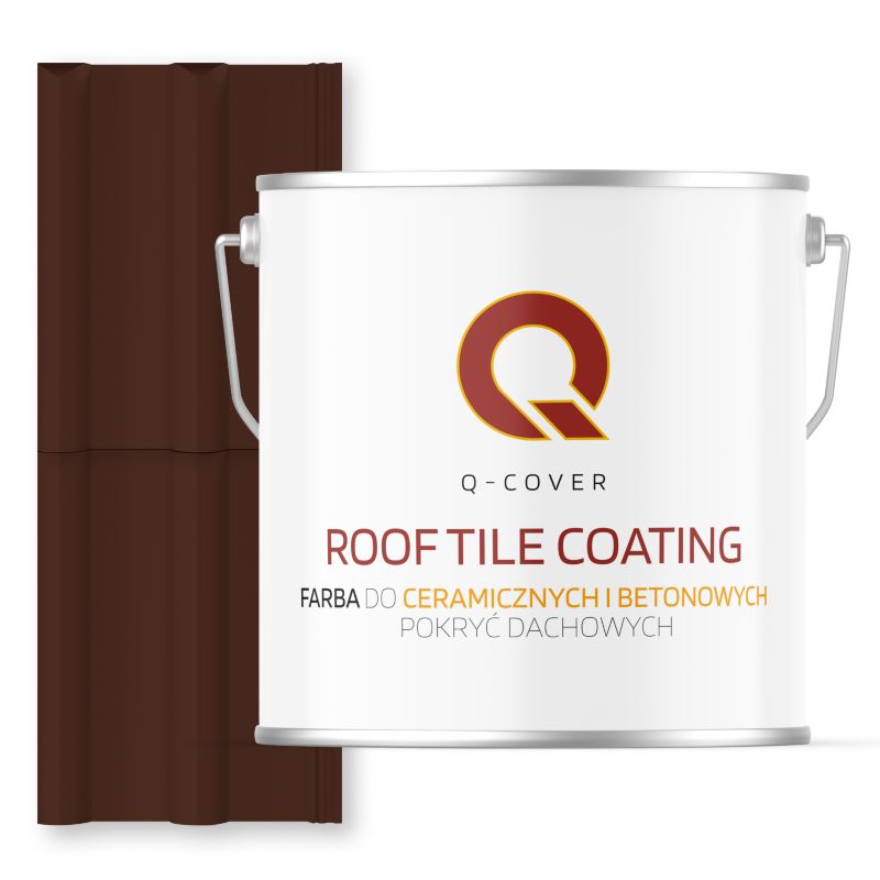 Farba do Dachów Ceramicznych i Betonowych Pokryć Dachowych Q-Cover Mahoniowy brąz RAL8016 Wysoki Połysk 5L