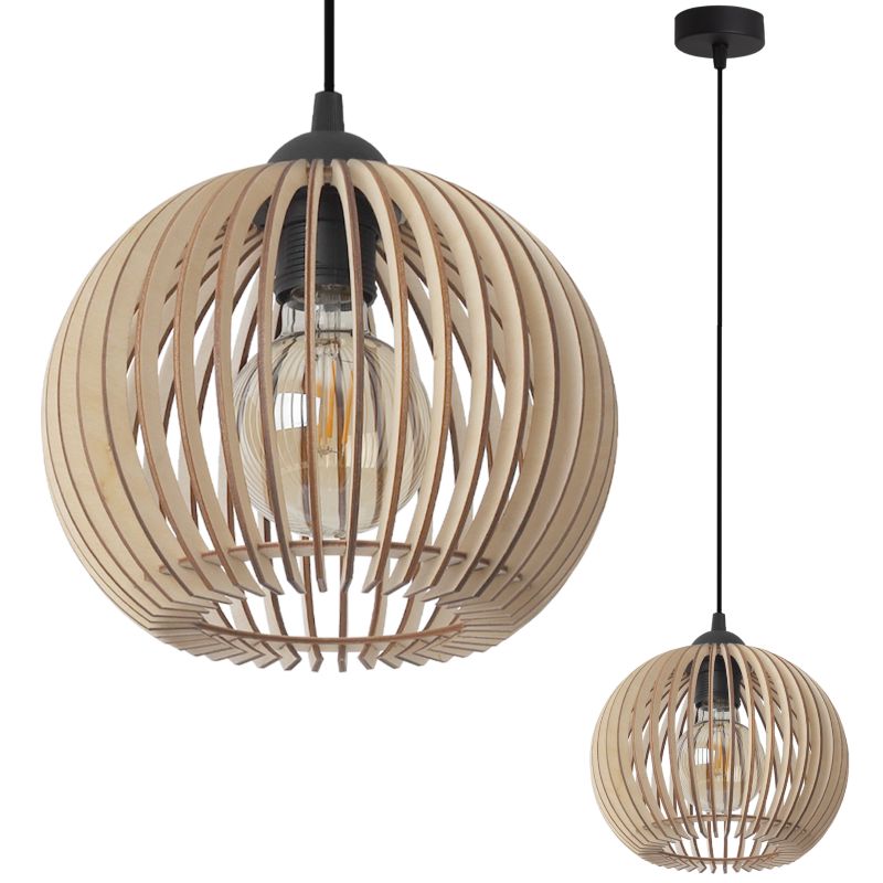 Lampa sufitowa wisząca Light Home LH Timber półkula 21x18cm 1x E27 beżowy/czarny 1szt.
