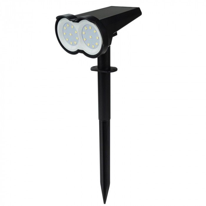 Lampa gruntowa wbijana Ecolight Wbijane Solarne czarna LED 4000K 75lm IP65 wym: 10,8 x 3,4 x 9,5 cm tworzywo sztuczne - 1 szt.