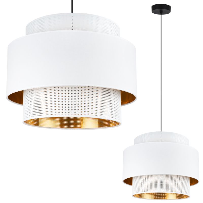 Lampa sufitowa wisząca Light Home LH Asti Trio 1x E27 60W klosz 40cm biały/złoty podstawa czarna 1szt.