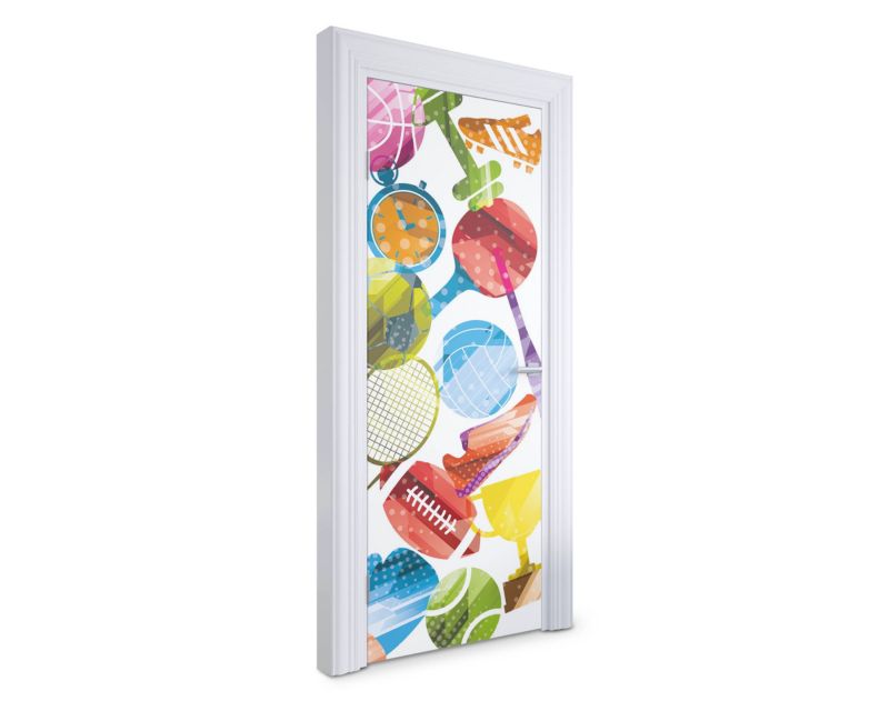 Samoprzylepna naklejka na drzwi Wallfluent 75x205 cm Kolorowe sporty 1 szt.