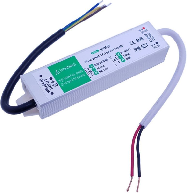 Zasilacz transformator do LED IdeaLED moc 20W output 12V DC stałoprądowy IP67 - 1 szt