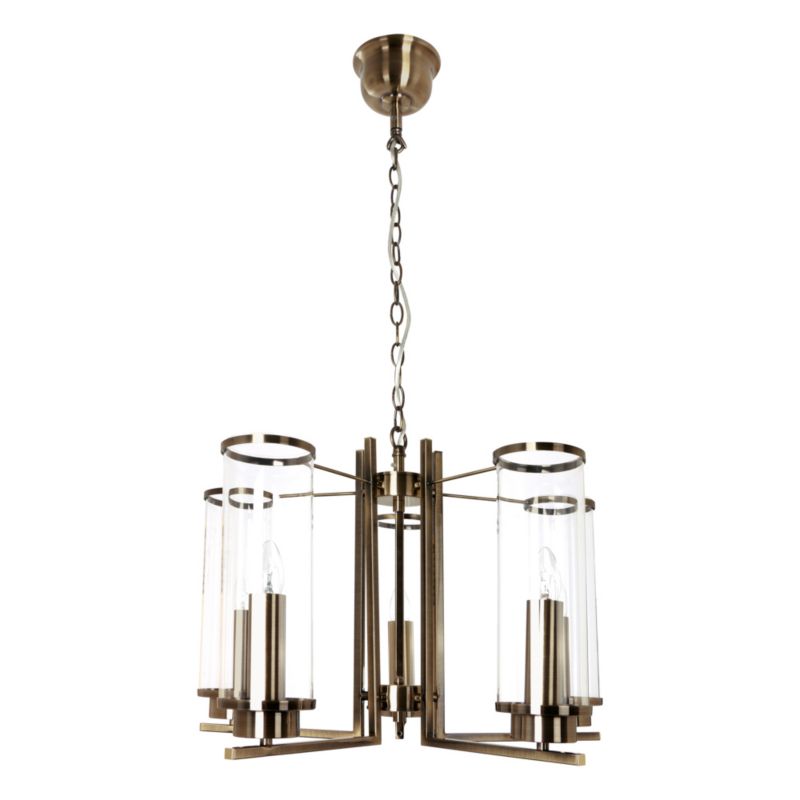 Lampa Wisząca SPOT Light 5xE14 Max.40W Kompozycja Patyny i Transparentnego Szkła, Polski Producent, 1 szt.