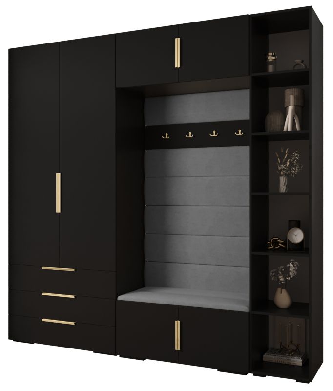 Garderoba do przedpokoju Abiks INOVA 1 Z10 czarny+złoty+manila16 1szt.