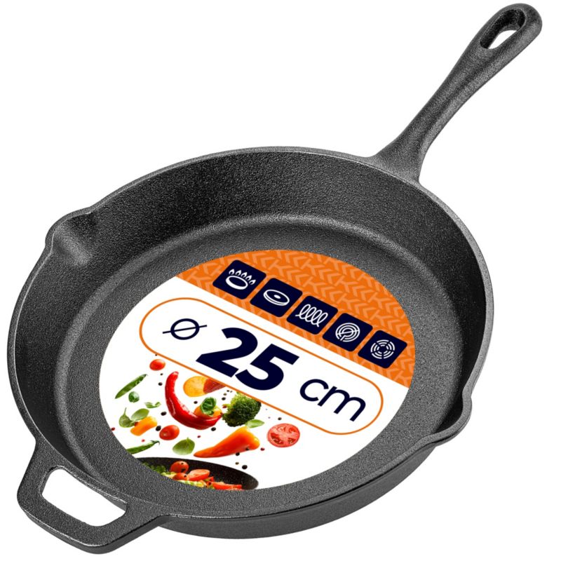 Patelnia KADAX żeliwna 25 cm do smażenia grillowania indukcja 1 szt.