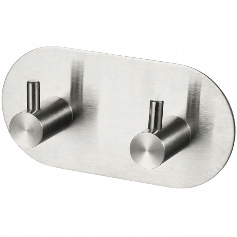 Haczyk łazienkowy samoprzylepny Rodeno na ręczniki srebrny podwójny 1 szt.