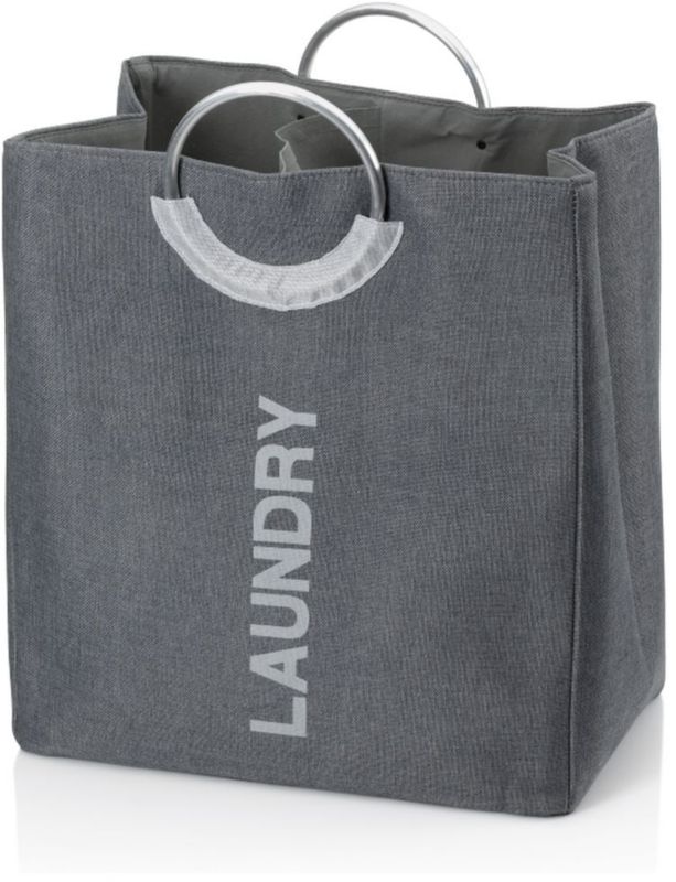 Kosz na bieliznę Kela Palma ciemnoszary, 2 komory, 50x29x54 cm, 1 szt.