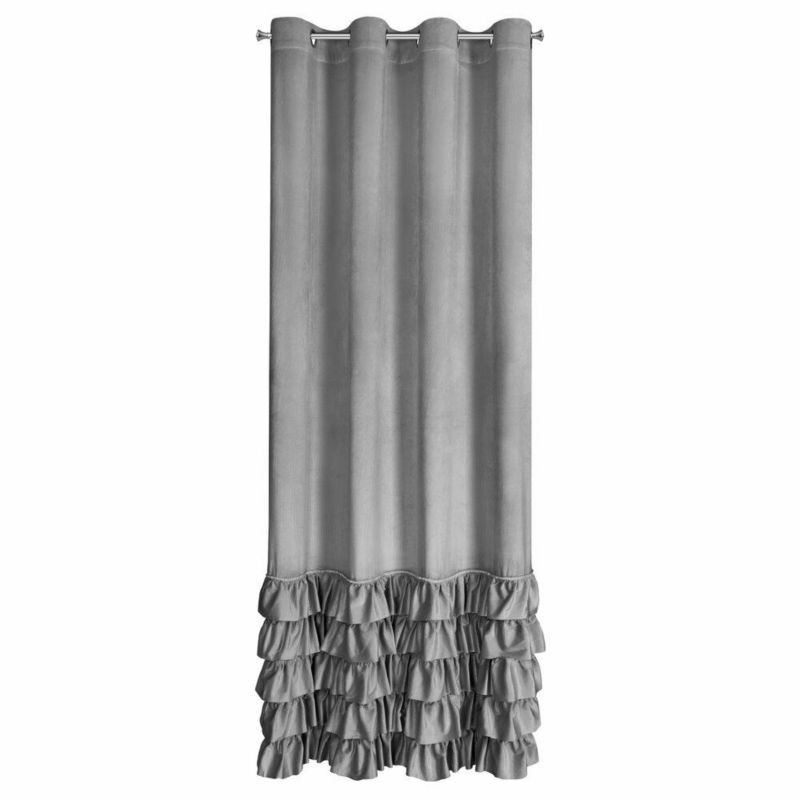 Zasłona CARLI Eurofirany 140x250 cm srebrna falbany przelotki 1 szt.