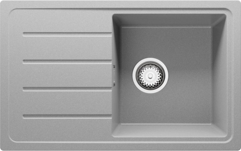 Zlewozmywak Kopenhaga Easy PRIMAGRAN Nablatowy 70x44cm do szafki od 45cm, Szary + Syfon, S039, 1 szt.