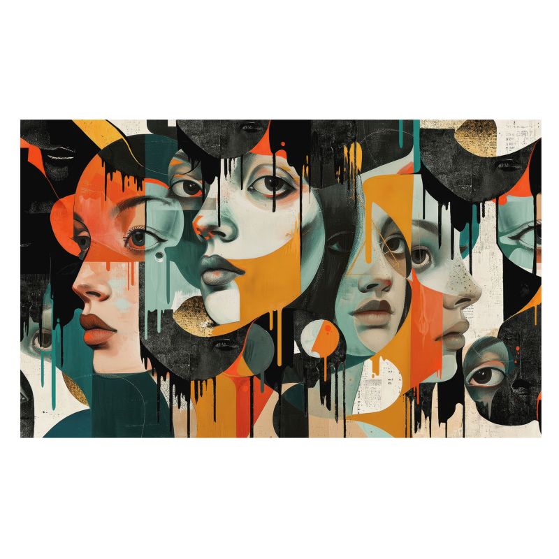 Stylowa Tapeta Ścienna Wallfluent 416x254 cm Kolorowe twarze Dla Miłośników Natury I Wiosennych Scenerii 1 szt.