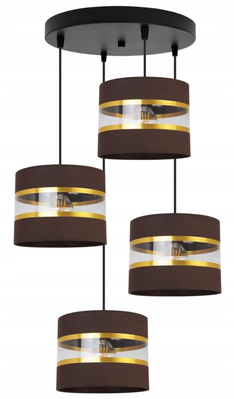 Lampa sufitowa wisząca Light Home LH Elegance Gold 4x E27 60W okragły brązowy/czarny 1szt.