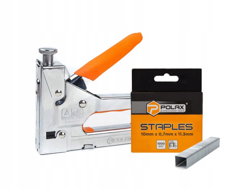 Zszywacz tapicerski Polax chromowany z regulatorem 4-14mm Zszywki A/53 10mm 1 szt.
