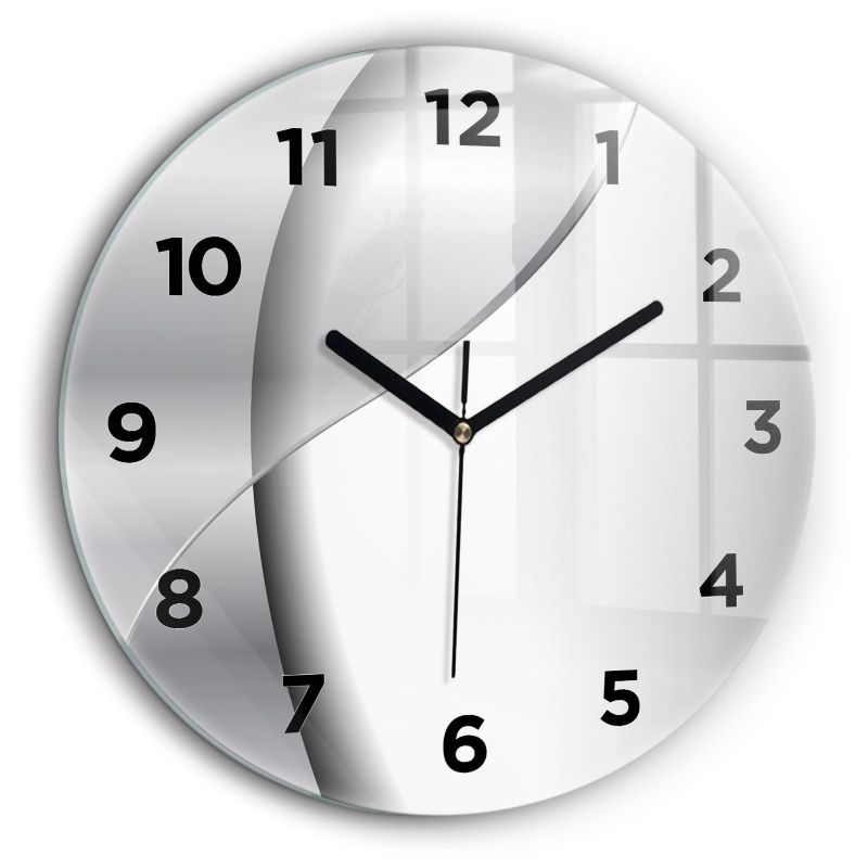 Zegar z czarnymi wskazówkami Wallfluent fi60 cm Srebrna abstrakcja 1 szt.