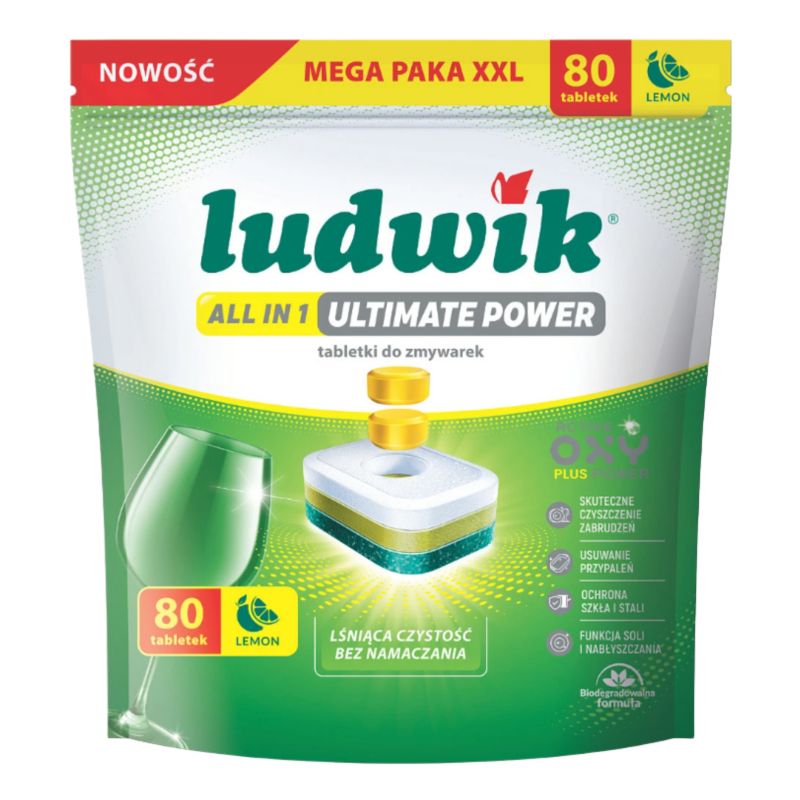 Tabletki Do Zmywarek Ludwik All In One Ultimate Power Cytryna Blask 80Szt