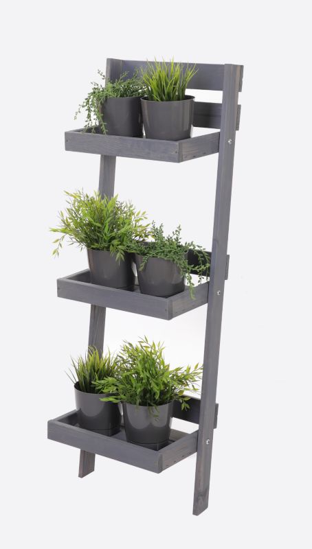 Kwietnik drewniany MODO24 3-poziomowy opierany o ścianę 115x37x23 cm impregnowany szary eko 1 szt.