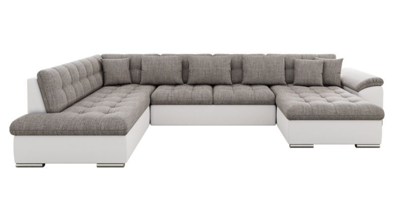 Narożnik z funkcją spania MIRJAN 24 Niko Bis prawy biała ekoskóra/ciemnobeżowa plecionka 1 szt.