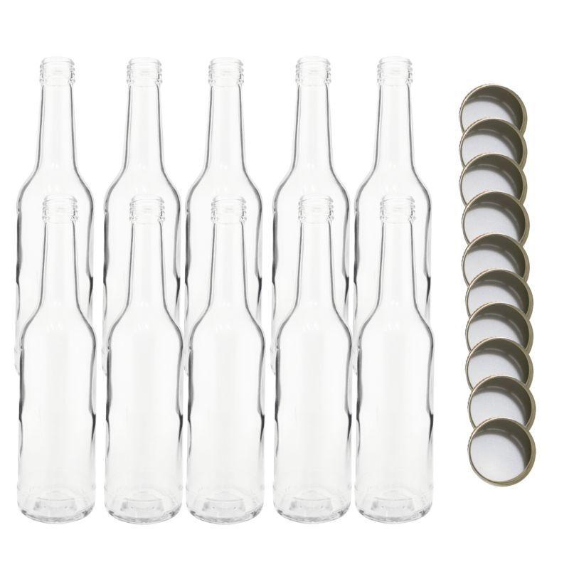 Butelki szklane MODO24 330 ml na soki nalewki i syropy fi 28 z nakrętkami 10 szt.