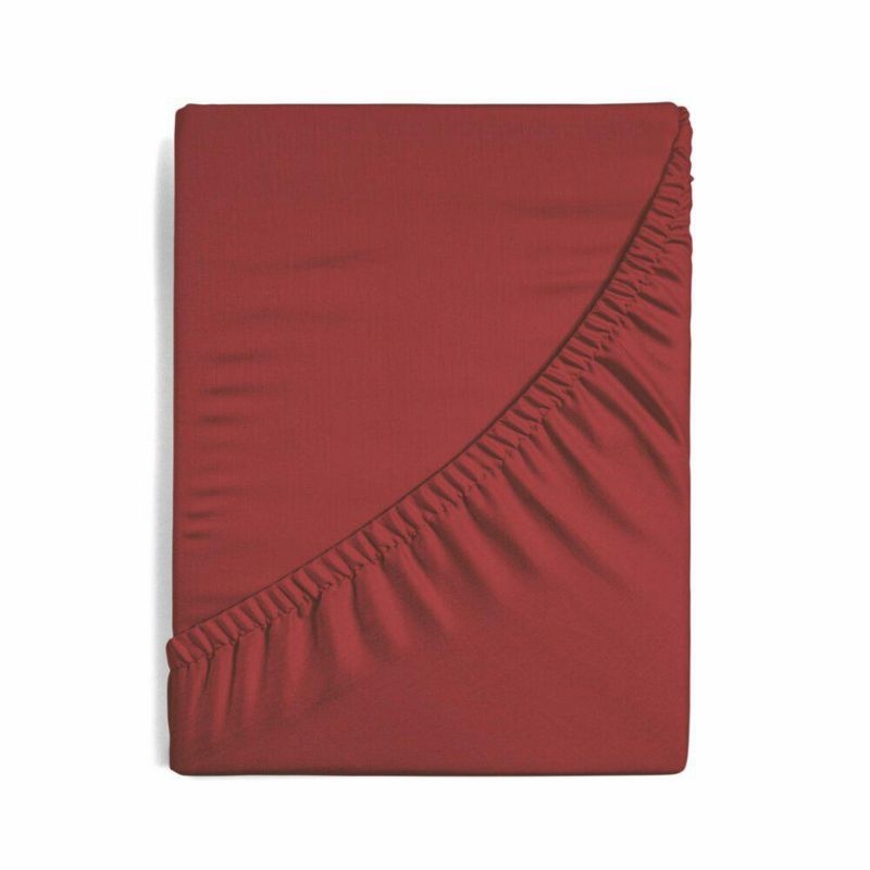 Prześcieradło NOVA3 Eurofirany 140 x 200 x 30 cm gładkie z gumką bawełna satynowa kolor czerwony szt. 1