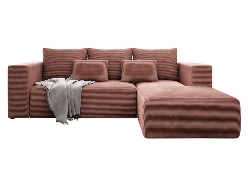 Narożnik z funkcją spania MIRJAN 24 Stripes prawy łososiowy sztruks 1 szt.