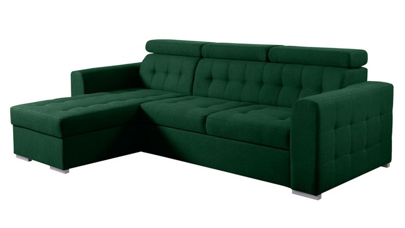 Narożnik z funkcją spania MIRJAN 24 Zara lewy z ruchomymi zagłówkami butelkowa zieleń 1 szt.