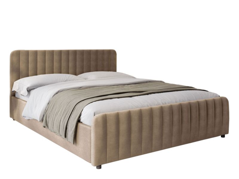 Łóżko tapicerowane z pojemnikiem MebleMWM SFG0160P 160x200 jasny brąz 10 welur 1 szt.