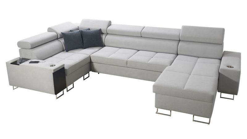 Narożnik z barkiem MIRJAN 24 Morena IV Maxi prawy platynowy + ciemny szary 1 szt.