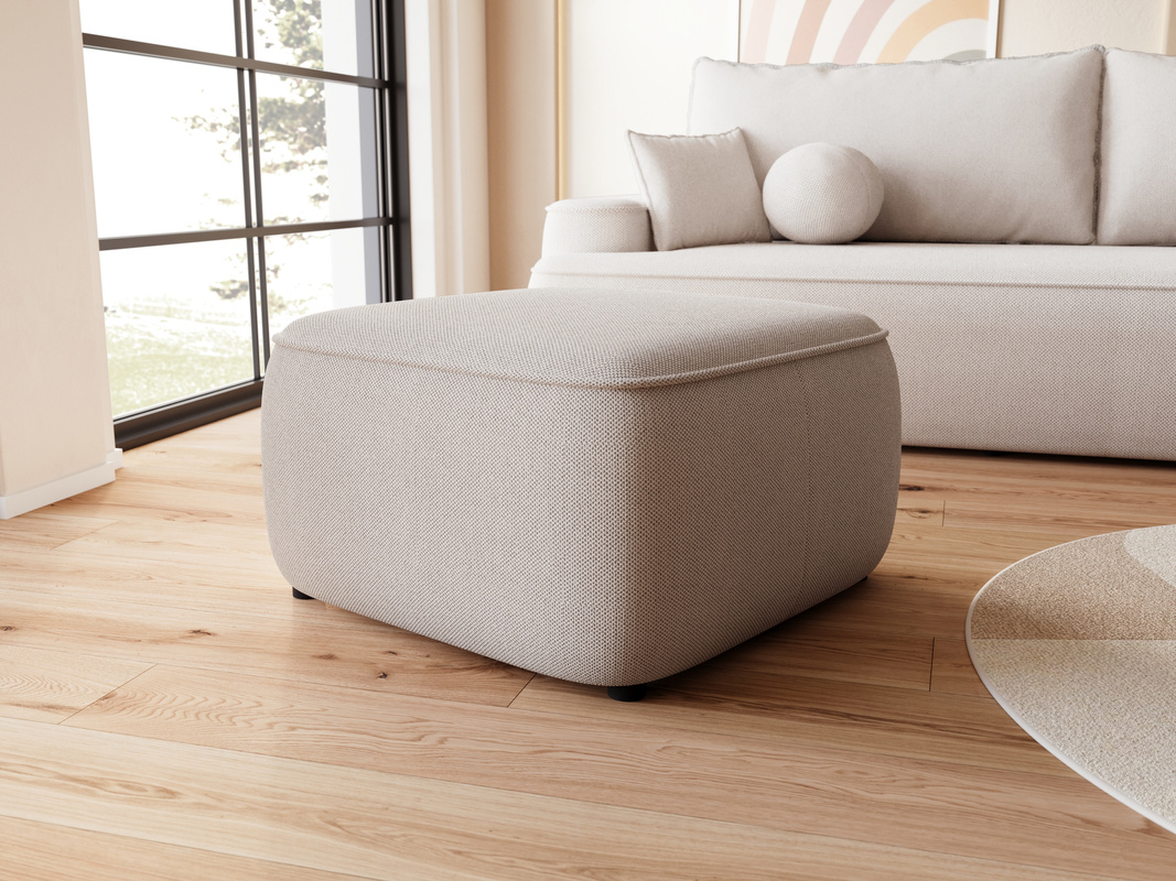 Beżowa nowoczesna pufa do salonu CARMELLO