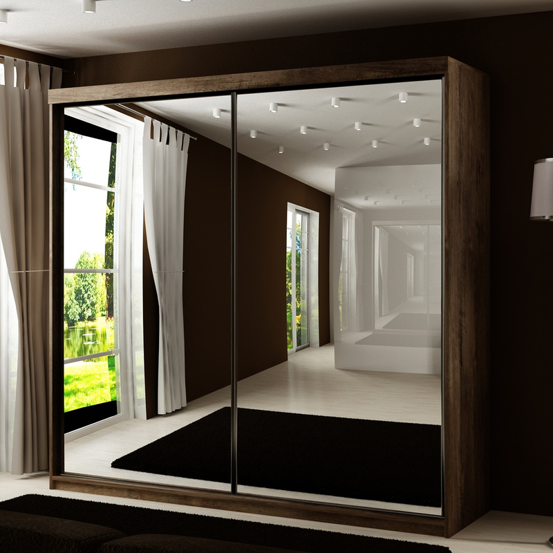 Szafa przesuwna 200 cm z lustrem TARO jesion ciemny