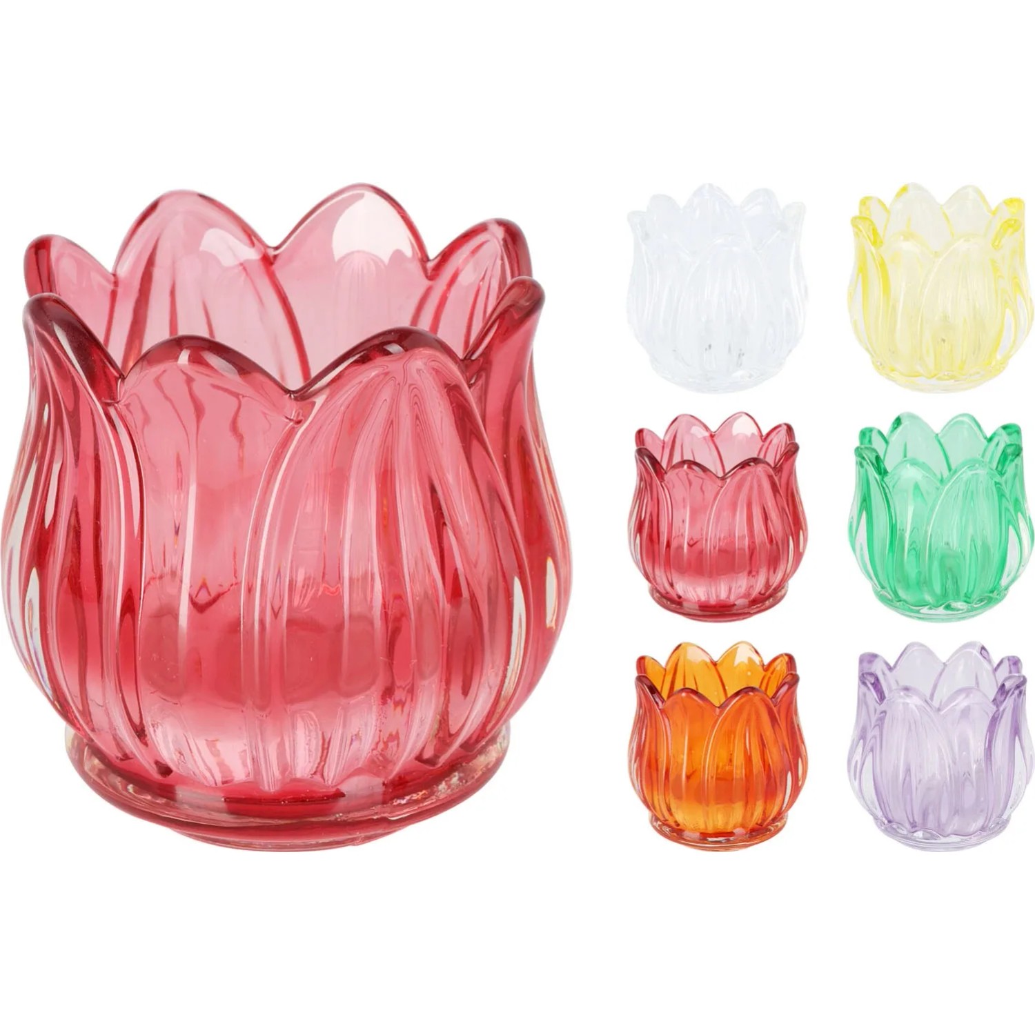 Świecznik kwiatek, mix kolorów - wys. 6,9 cm