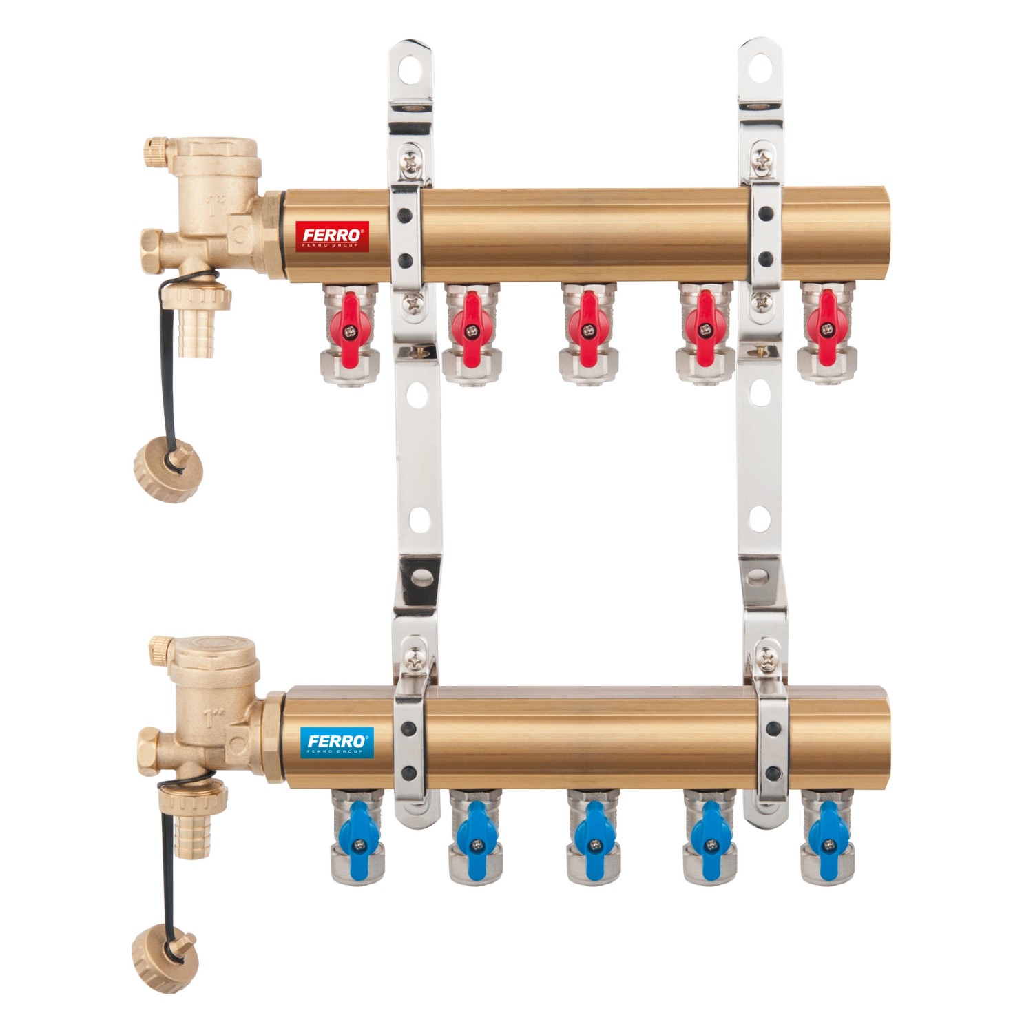 Ferro Rozdzielacz 5-obwodowy z zaworami kulowymi