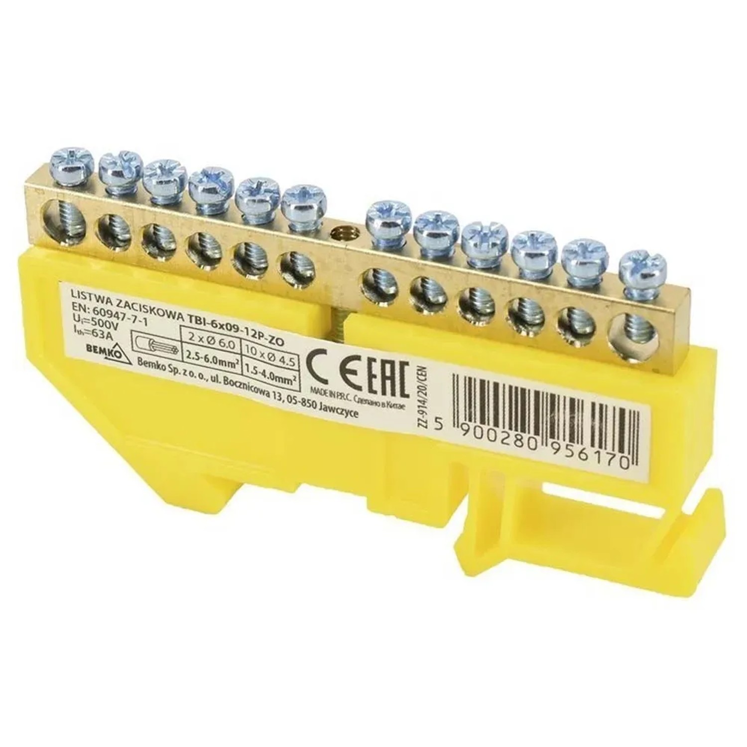 Listwa zaciskowa na szynę 6x9 16TOR