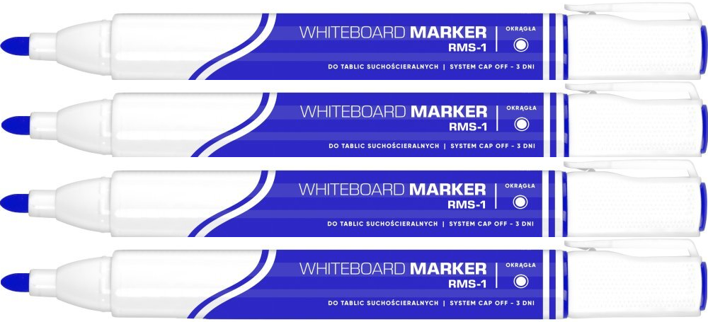 4x marker suchościeralny Rystor RMS-1, okrągła, 4mm, niebieski