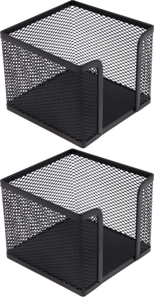 2x Pojemnik na karteczki MemoBe, metalowy (druciany), 8x10x10cm, czarny