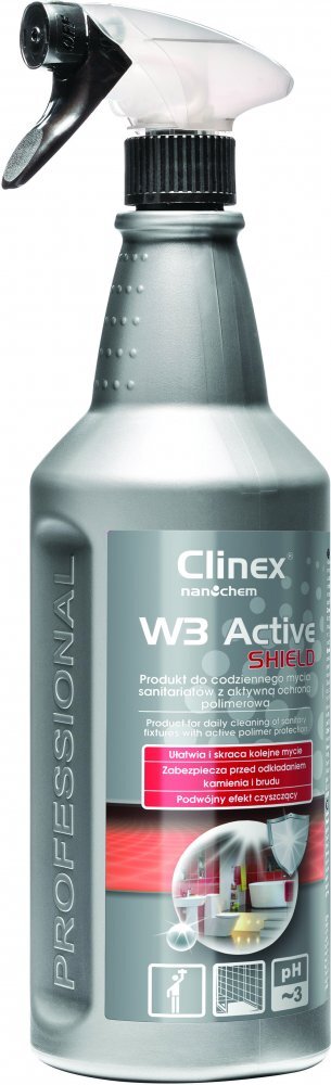 Outlet: USZKODZONE OPAKOWANIE Preparat do mycia sanitariatów i łazienek Clinex W3 Active Shield, 1l