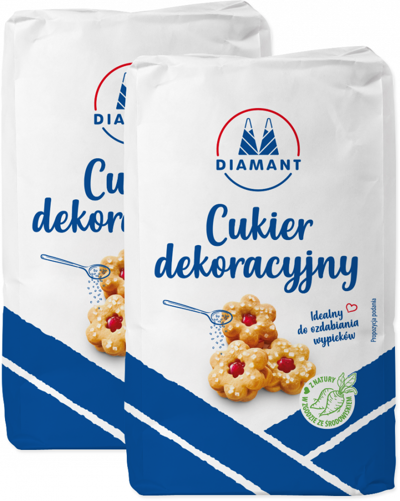 2x Cukier dekoracyjny Diamant Gruba Rafinada, sypki, 1kg