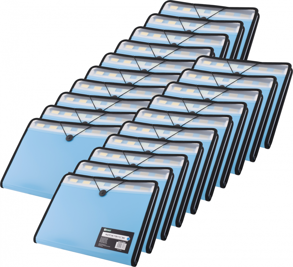 100x Teczka z przegródkami D.Rect W38965, A4, 7 przekładek, niebieski