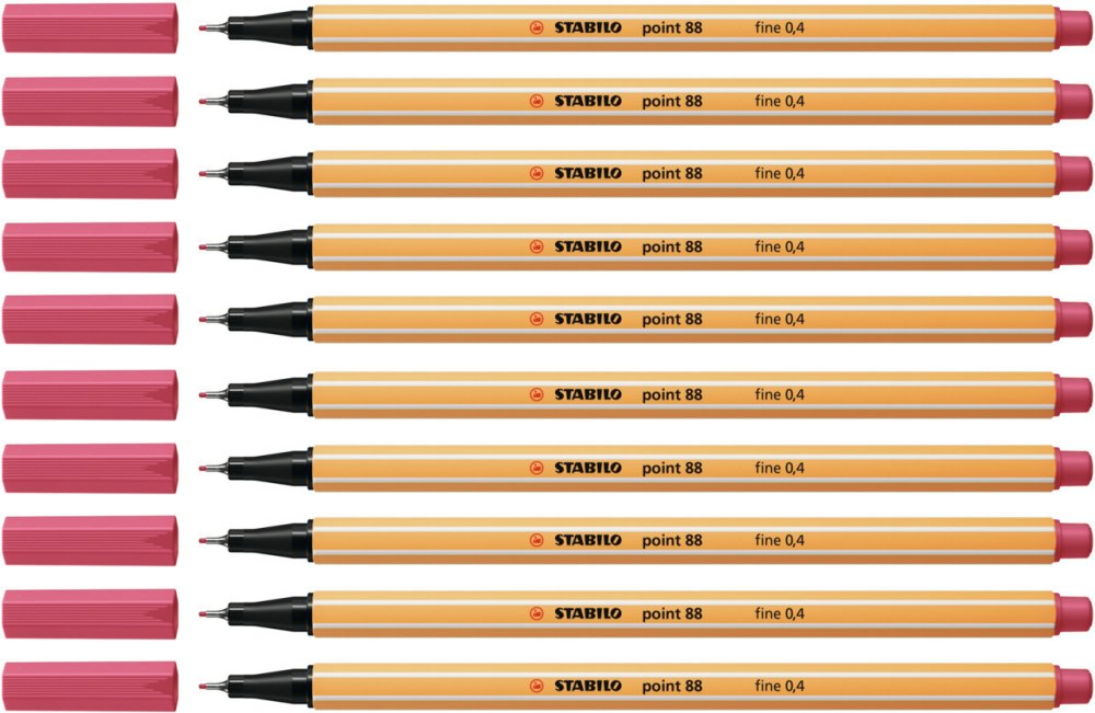 10x Cienkopis Stabilo Point 88/49, 0.4mm, truskawkowy