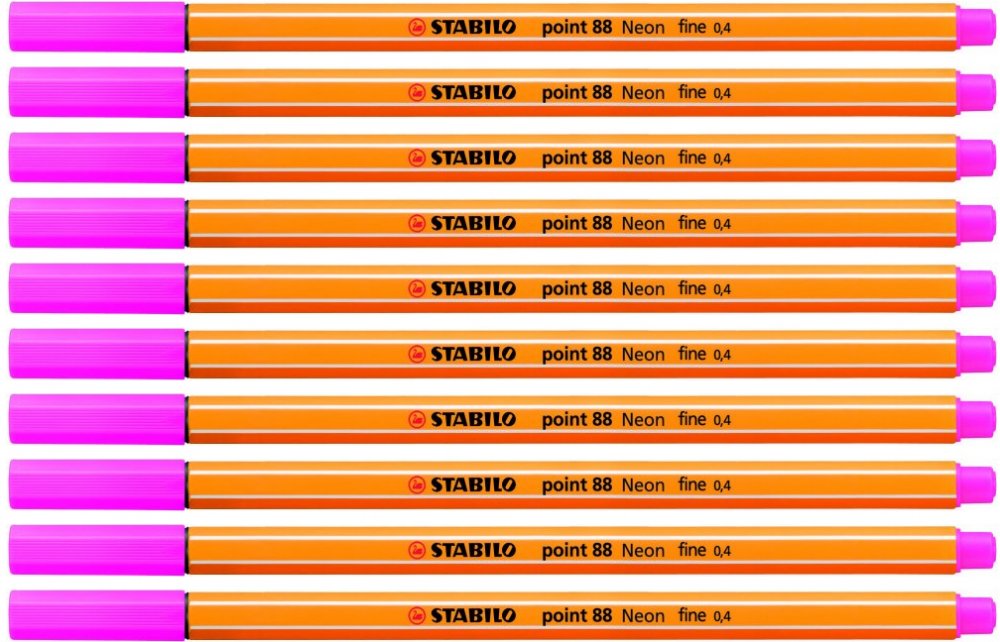 10x cienkopis Stabilo, Point 88, 0.4mm, neonowy różowy
