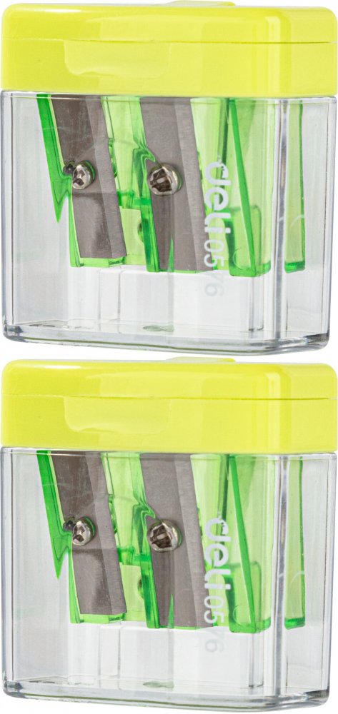 2x Temperówka Deli Comiko, z pojemnikiem, 2 otwory, 1 sztuka, mix kolorów