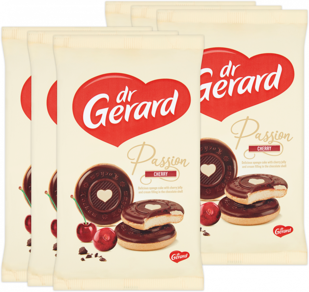 6x Biszkopty Dr Gerard Pasja, z galaretką wiśniową, w czekoladzie, 150g