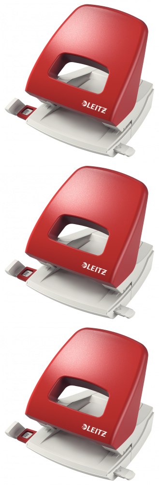 3x Dziurkacz Leitz NeXXt, duży, do 25 kartek, czerwony